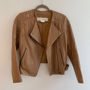 Treasure & Bond Camel Leather Moto Jacket